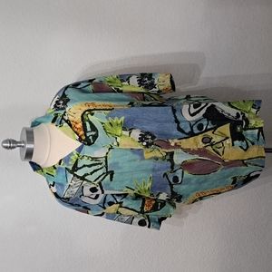 Zara button down relaxed fit print shirt Size XL